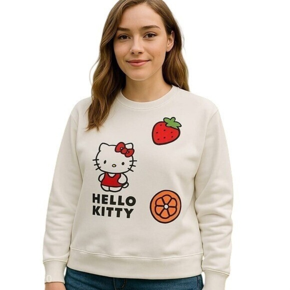 Hello Kitty Sanrio Fruit‎ Graphic Crewneck Sweatshirt White XL NWOT